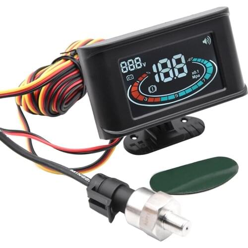 2 IN 1 LCD Display Gauges Car Digital meter Air Pressure Gauge Voltage Voltmeter 1/8 NPT Sensor 12V 24V For Auto Car Truck Motor