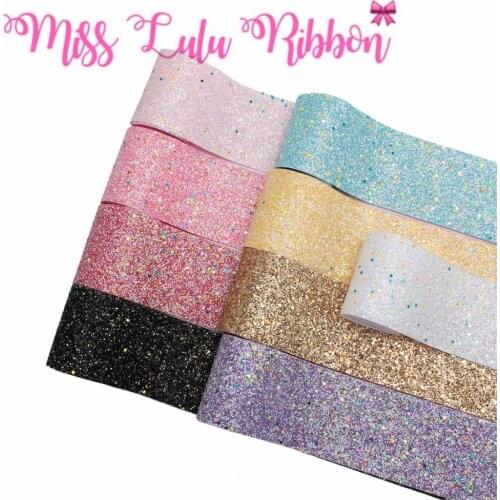 3"75mm Shiny Glitter Chunky Vinyl Ribbon Glow in the dark DIY Hair Bowknots Gift Packing Decor Pink Gold White 20yards/roll