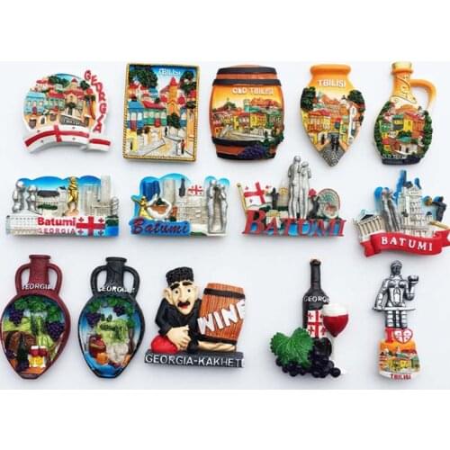 Handmade painted Kahki, Batumi, Tbilisi, Georgia 3D Fridge Magnets Tourism Souvenirs Refrigerator Magnetic Stickers