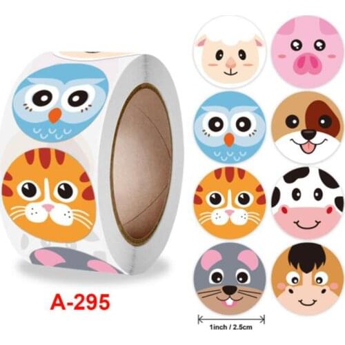 500 Pieces of Round Zoo Animal Stickers Three Designs Animal Label Award Childrens Scrapbook Laptop Student