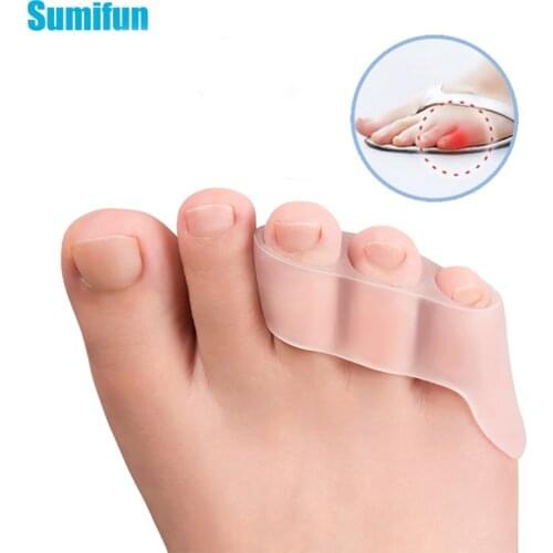 2pcs Pain Relief Toe Straightener Protector Three-hole Little Toe Separator Transparent Bunion Foot Care Tool C1603