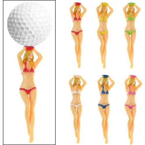 6pcs Plastic Bikini Female Body Golf Club Tees Professional Training