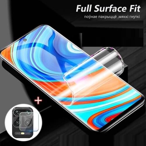 9D Hydrogel Film for Xiaomi Redmi Note 9s 9 Pro Max Screen Protector 2 in 1 Camera lens film on Redmi Note 9s 9 Pro Max Glass