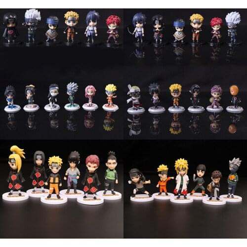 6pcs/set Naruto Anime Figure Kawaii Cartoon Q Version Manga Statue PVC Action Figure Collectible Model Doll Figurine Toys 7-10cm