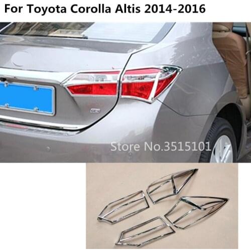 Car styling detector ABS Chrome cover trim back tail rear light lamp frame parts 4pcs For toyota Corolla Altis 2014 2015 2016