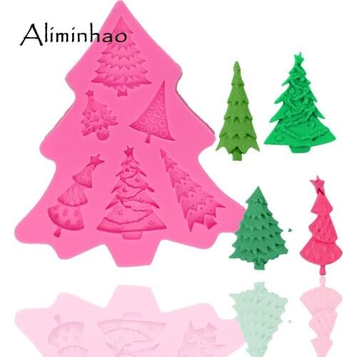 B0871 6 holes Christmas tree DIY Resin Clay Sugarcraft Silicone mold chocolate fondant cake decorating tools Flexible