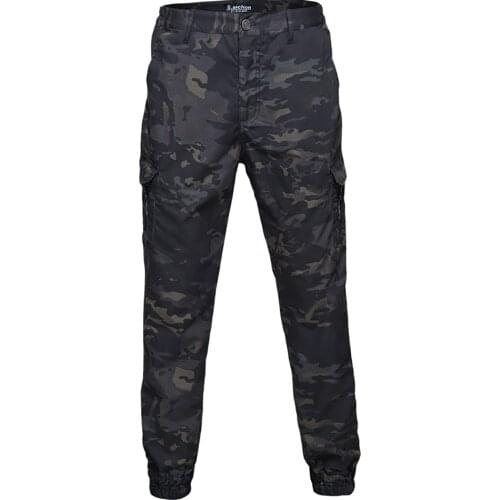 Camouflage Military Trousers Men Jogger Outdoor Stretch Streetwear Tactical Cargo Tie Feet Multi-Pocket Waterproof Sweatpants