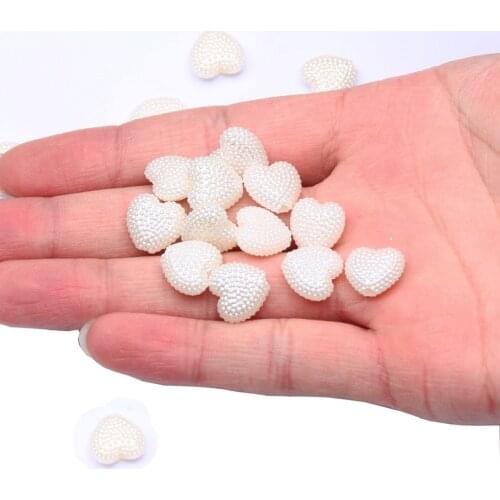 50pcs 12mm Beige Heart Imitation Pearls Beads Acrylic Loose Spacer Beads For Jewelry Making Diy Bracelet Necklace Accessories