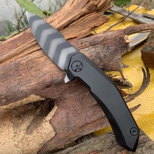 ZT 0095 Quick opening bearing folding knife S90V tiger pattern blade titanium alloy handle EDC Self-defense tool