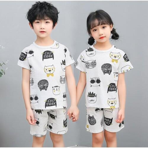 Kids Boys Sleepwear Baby Girl Summer Cotton Sets Children Homewear Pajamas for Boy Pyjamas Kids Nightwear 2-11Y Teenage Clothes