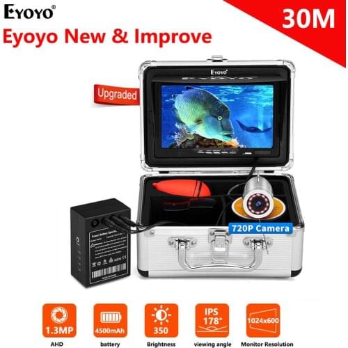 Eyoyo EF07H Underwater Fishing Camera 30m 720P Camera 12 IR Lights 1024x600 IPS 7 Inch Screen Depth Ice FishFinder Video Cam