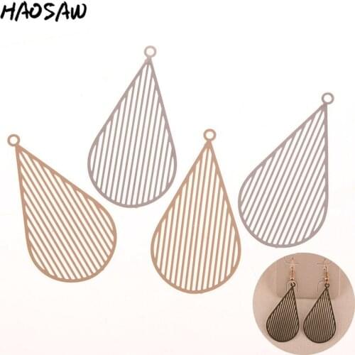 HAOSAW Choose 6Pcs/Lot Cooper Charm/Waterdrop Charm/Rhodium Computer Draw Thin Charm/Handmade DIY Charms/Charm Jewelry