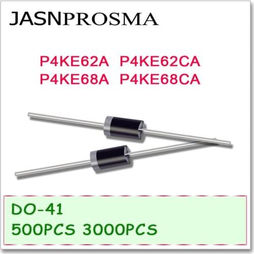 JASNPROSMA DO-41 P4KE62 P4KE62A P4KE62CA P4KE68 P4KE68A P4KE68CA 500PCS 3000PCS UNI BI DIP High quality DO41 P4KE