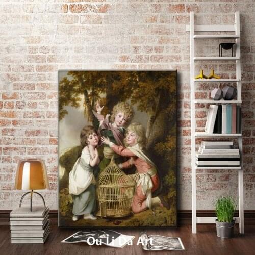 Classical figures cute three angels tree scenery oil paintings canvas printing printed on canvas wall art decoration picture