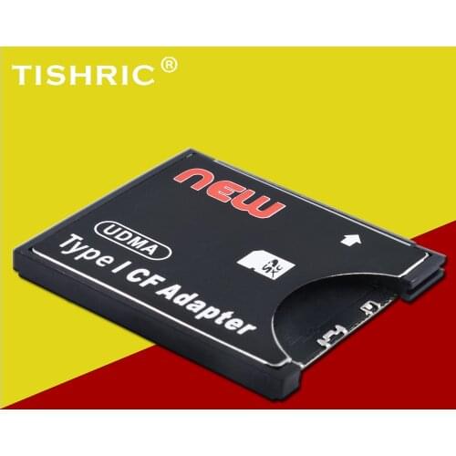 TISHRIC SDHC SDXC Compact Flash Type I Memory Card Reader High Speed Black SD to CF Card Adapter Converter Cardreader