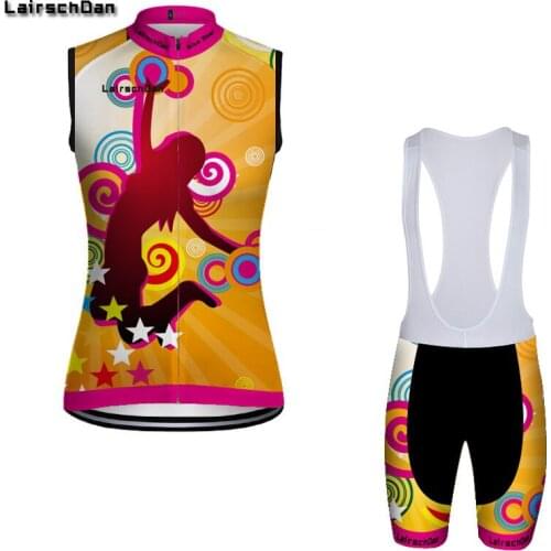 LairschDan Summer New Women Sleeveless Cycling Jersey Set MTB Bike Gilet Road Bicycle Bib Shorts Cycling Vest Smanicato Ciclismo
