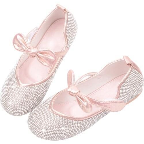 Childrens Fashion Shoes for Girls Kids Doll Children Dress Rhinestone Crystal Glitter Flats Princess Shoes Wedding Party Shoes
