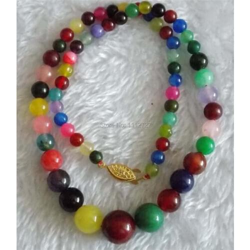 Trendy Accessory Crafts Parts Elegant 6-12mm Round Necklace Multicolour Chalcedony Stones DIY Jewelry 17" Wholesale Balls Gifts