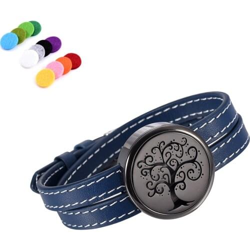 Fashion Essential Oil Diffuser Leather and Stainless Steel Bracelets Aromatherapy Jewelry Scent Diffuser Lockets Bracelets
