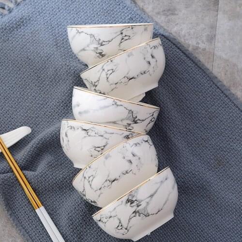 Phnom Penh marble bowl set, home rice bowl, North European creative tableware bowl, salad bowl, large bowl