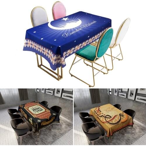 Muslim Eid Mubarak Tablecloth Ramadan Decorations Home Eid Al Adha Table Cloth Islamic Ramadan Kareem Decor Islam Festive Party