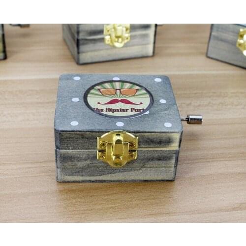 Retro Series Music Box. Cement Color Wooden Music Box Toy Musical Instrument Hand Nostalgia