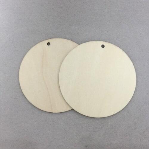 Set of 50 wooden 4 inch circles unfinished wood circle blank cut out with hole blank hanging decorations