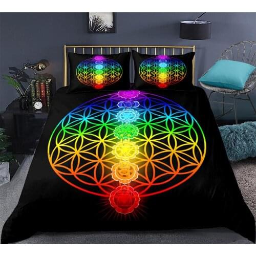 Chakra Bedding Set Zen Theme Bed Cover Colorful Bed Set Geometric Bedspreads Flower of Life Bedlinen Dropship Home Textiles