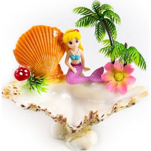 Natural Sea Shells Cartoon Mermaid Ashtray Soap Holder Nautical Decor Crafts Jewelry Storage Box DIY Beach Wedding Decorations