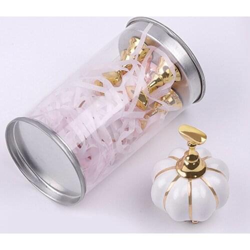 1Pc Acrylic Pumpkin Base Training Practice Stand Display for UV Gel Polish with 6Pcs Magnetic Nail Tips Stand Holders