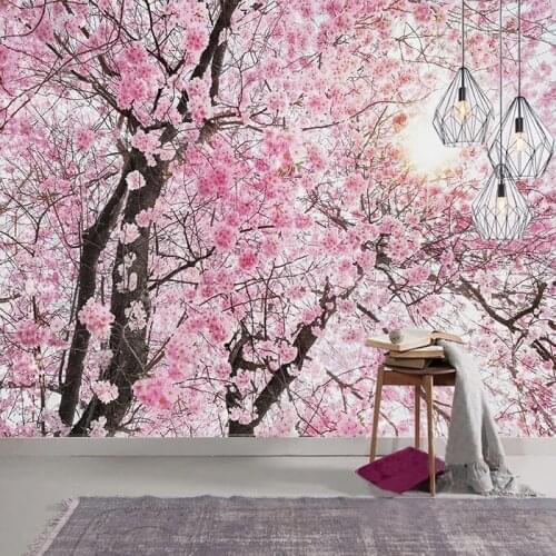 Custom Photo Wallpaper 3D Cherry Blossom Sunshine Murals Living Room TV Bedroom Romantic Home Decor Papel De Parede Wallpaper 3D
