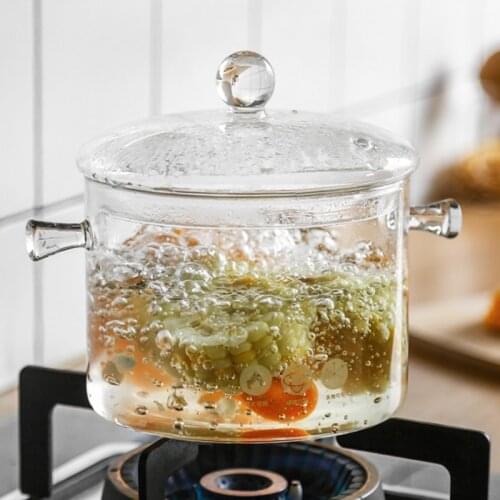 Transparent Glass Soup Pot Large Capacity Heat Resistant Household Salad Instant Noodle Bowl with Lid Kitchen Cooking Tools