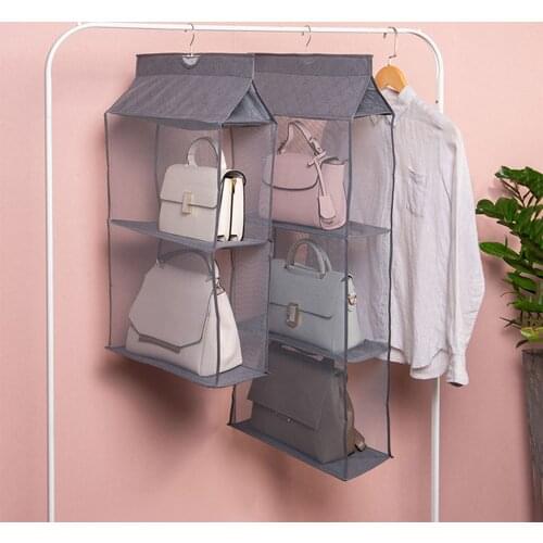 Dust-proof Foldable 2/3/4 Pockets Hanging Handbag wardrobe Storage closet bag organizer for things Container for the home