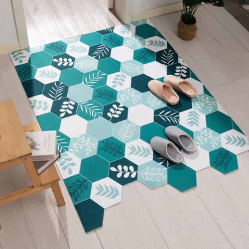 PVC Hexagon Doormat Waterproof Anti-slip Entrance Doormat Irregular DIY Living Room Kitchen Carpet Home Floor Decor Pad