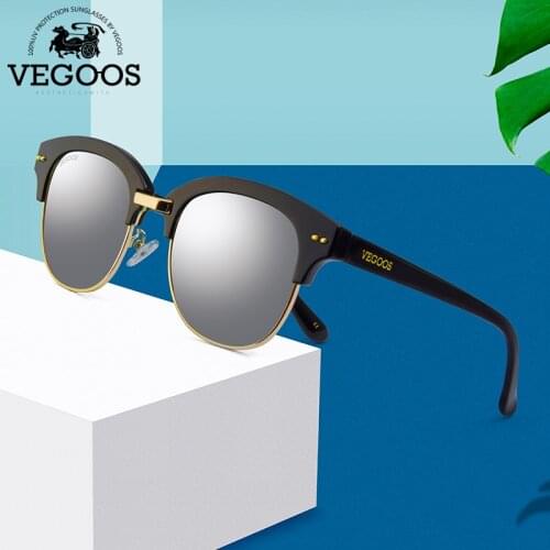 VEGOOS Fashion Semi Rimless Polarized Sunglasses Men Women Brand Designer Half Frame Sun Glasses Classic Oculos De Sol #9063