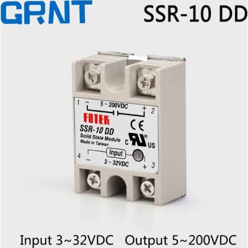 SSR-10DD Single phase DC To DC SSR Solid State Relay Input 3~32VDC Output 5~200VDC