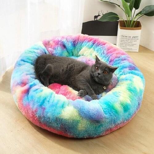 Super Soft Pet Dog Cat Round Bed Long Plush Winter Warm Sleeping Beds Bag Puppy Dog Cats Cushion Mat Portable Pets Supplies