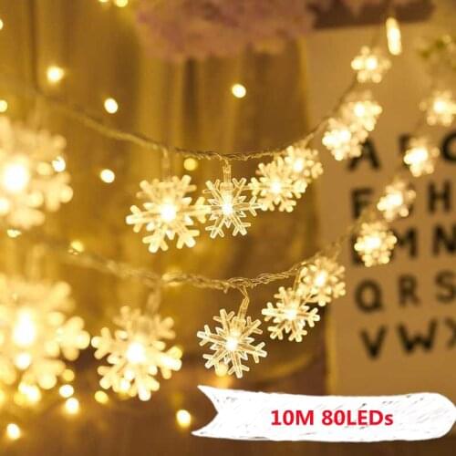 Fairy Lights 10M Garland Light Christmas Ornaments Decoration for New Year 2022 LED Snowflakes String Lights Navidad Home Decor