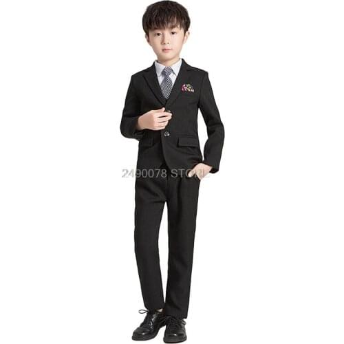 Flowers Boys Formal Wedding Suit Kids Birthday Party jacket Vest Pants Bowtie 4Pcs Tuxedo Children Piano Prom Ceremony Costume