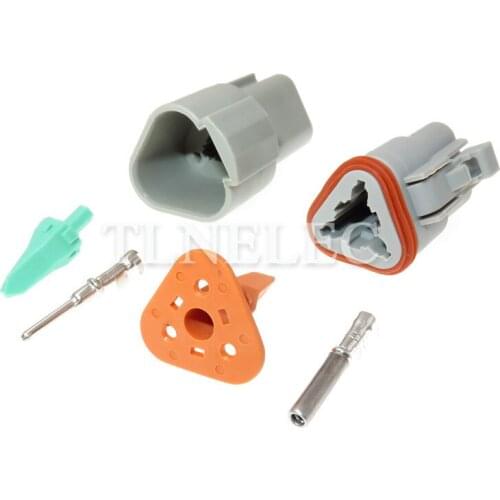 DT06-3S DT04-3P Gray Deutsch DT 3 Pin Way Sealed Male Female Waterproof Electrical Wire Connector Plug