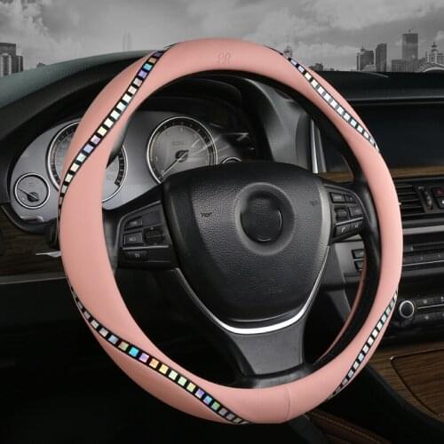Universal Car PU Leather Steering-Wheel Covers Anti-slip Skidproof Durable 38CM/15" Dynamic Fibre Handmade Steering Wheel Cover