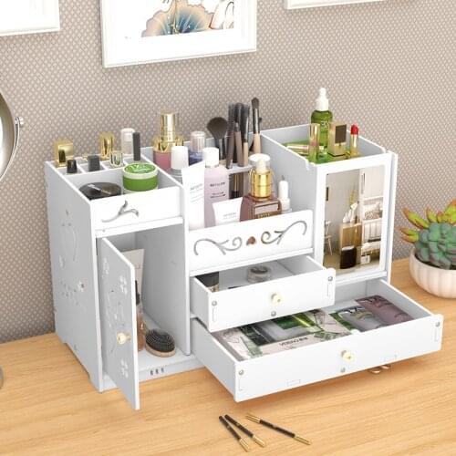 Household Large Capacity Multi-storey Compartment Drawer Type Desktop Tidy Organizer Layers Finishing Storage Box With Mirror