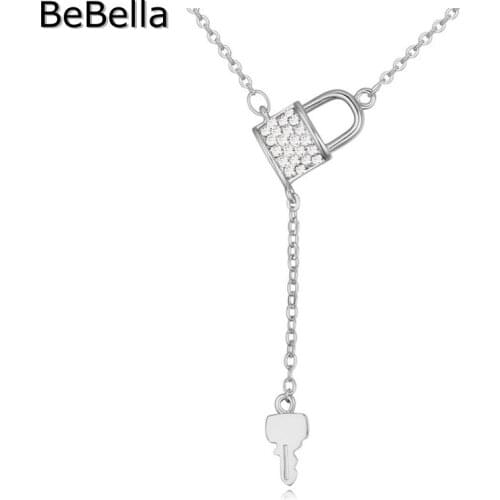 BeBella 6 colors lock crystal pendant necklace MADE WITH Czech crystal for women gift