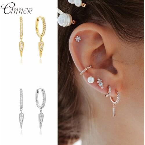 CANNER Fashion Punk Womens Earrings 100% 925 Sterling Silver Mini Zircon Rivet Pendant Stud Earrings for Women oorbellen brinco