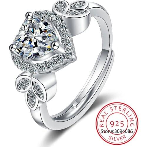Fashion Wedding Engament Ring for Women Sparkling Zircon Hearts Luxury Leaves 925 Sterling Silver Ring Fine Jewelry Gift