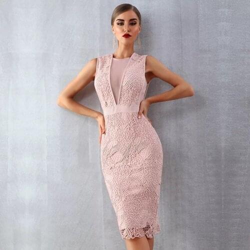 2021 Sexy Strapless Evening Prom Party Dress Women Solid Color Celebrity Maxi Dress Bandage Dress Lace Mesh Split V-Neck Dress
