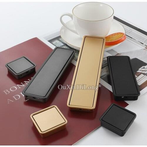 1PCS Zinc Alloy Hidden Door Handle Black Gold Embedded Handle Door Invisible Cabinet Handle Recessed Furniture Pulls Knob GF502