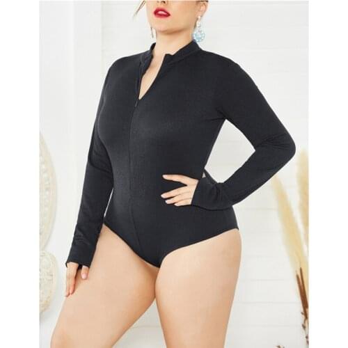 2019 Fashion Black Slim Tops V Neck Long Sleeve Bodysuit Women Sexy Body Women Summer Fall Spring Romper