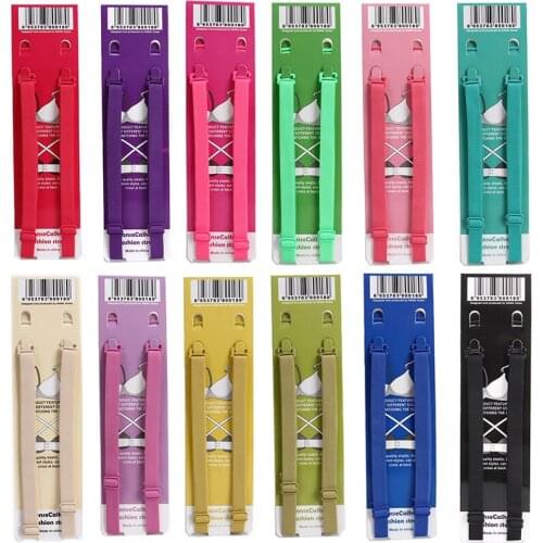 20pcsCandy Color Shoulder Strap Double Back Style Cross Anti Slip High Quality Women Underwear Bra Strap 1.2/1.8cm Wide
