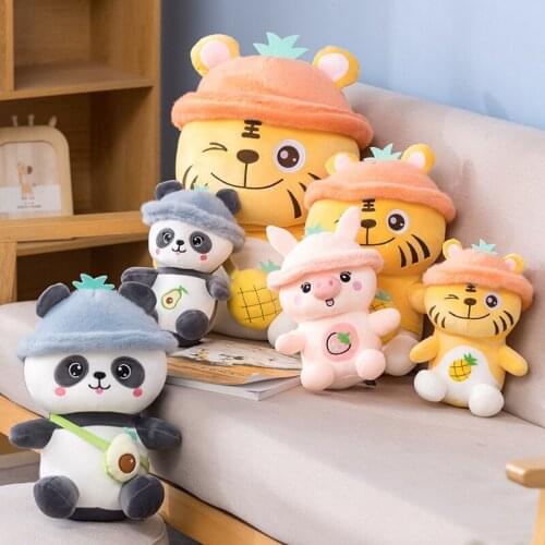 25/35/50cm Cute fruit animal plush toy girlfriends fruit series panda pig tiger toy baby Sleeping Accompany Toy